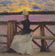 Akseli Gallen-Kallela Marie Gallen at the Kuhmoniemi-bridge oil painting artist